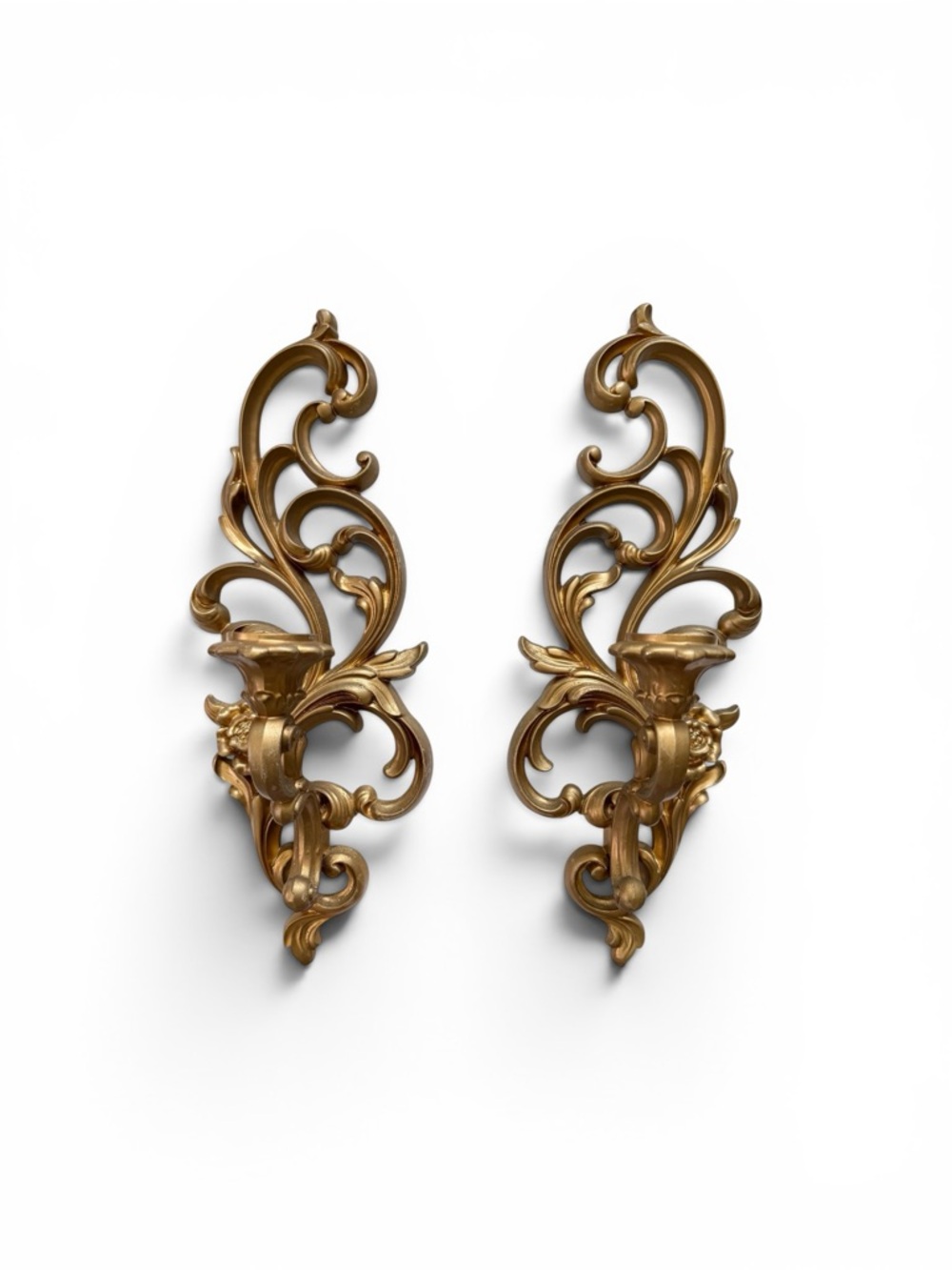 SyroCo Gold Ornate Wall Sconces - Decorative Home Wall Decor Made in USA